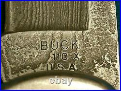 Vintage Custom'90 Buck USA 110 Stag Damascus Lockback Folding Hunter Bowie Knife