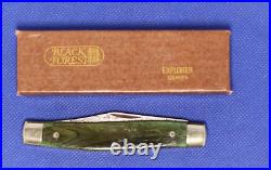 Vintage Explorer, Black Forest Green Bone Damascus pocket knife, NIB, NOS