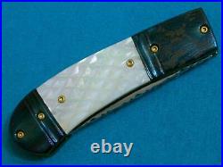 Vintage Nm DC Customs Fancy Pearl Damascus Lockback Folding Knife Knives Pocket