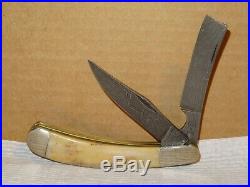 Vintage Thompson Center, Two Blade, Damascus Steel Folding Knife, #084