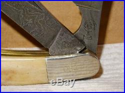 Vintage Thompson Center, Two Blade, Damascus Steel Folding Knife, #084