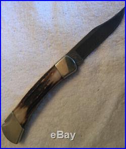 Vintage USA Buck Model 110dm Damascus/stag Folding Hunter Knife 1989