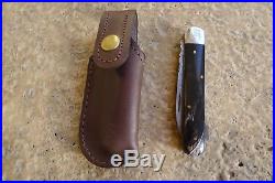 Vintage Vdb Folding Knife Damascus Blade Rare Collectors With Leather Sheath