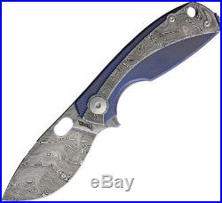 Viper Lille Framelock Damascus Steel Blue Titanium Folding Knife A5964TIBL