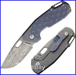 Viper Odino Framelock Folding Knife Damascus Steel Blade Blue Titanium Handle