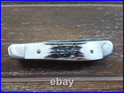 Vtg Parker-edwards Small Trapper Damascus Stag Pocket Knife (nice)