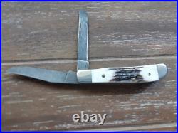 Vtg Parker-edwards Small Trapper Damascus Stag Pocket Knife (nice)