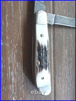 Vtg Parker-edwards Small Trapper Damascus Stag Pocket Knife (nice)