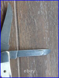 Vtg Parker-edwards Small Trapper Damascus Stag Pocket Knife (nice)