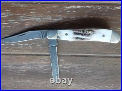 Vtg Parker-edwards Small Trapper Damascus Stag Pocket Knife (nice)