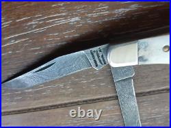 Vtg Parker-edwards Small Trapper Damascus Stag Pocket Knife (nice)