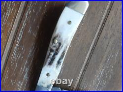 Vtg Parker-edwards Small Trapper Damascus Stag Pocket Knife (nice)