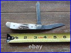 Vtg Parker-edwards Small Trapper Damascus Stag Pocket Knife (nice)
