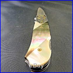 W. D. Pease Blacklip MOP Abalone Damascus Custom Handmade Folding Knife
