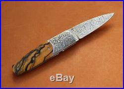 W. E. Ankrom Liner Lock Folding Knife. Damascus Blade. Gil Rudolph Engraving