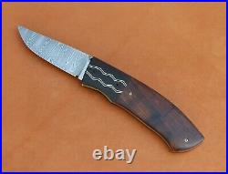 W. E. Ankrom Liner Lock Folding Knife. Stainless Damascus, Ironwood