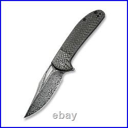 WE / Civivi Ortis Folding Knife 3.25 Damascus Steel Blade Carbon Fiber Handle