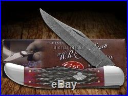 WR CASE Damascus Crimson Red Bone Folding Hunter 74174 Pocket Knives Knife