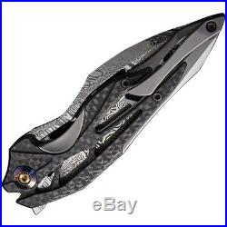 We Knife Arrakis Folding Knife 3.5 Damascus Steel Blade Titanium/Carbon Fiber
