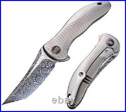 We Knife Co Synergy 2 Folding Knife 3.5 Damascus Steel Blade Titanium Handle