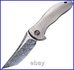 We Knife Co Synergy 2 Folding Knife 3.5 Damascus Steel Blade Titanium Handle