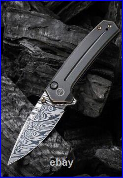 We Knife WE21026B-DS1 Culex 3 Damascus Blade Black Handle Folding Knife