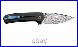 We Knife WE21026B-DS1 Culex 3 Damascus Blade Black Handle Folding Knife