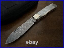 Weidmannsheil (No Mark) Folding Knife Damascus Blade MOP Handle Germany