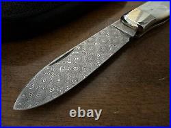 Weidmannsheil (No Mark) Folding Knife Damascus Blade MOP Handle Germany