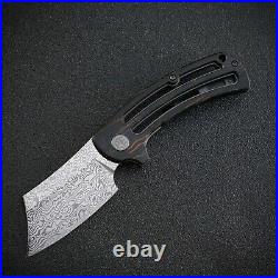 Wharncliffe Folding Knife Pocket Hunting Survival K110/Damascus Steel G10 Handle