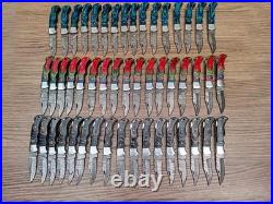 Wholesale Lot of 50 Damascus Steel Folding Pocket Knives Handmade Back Lock