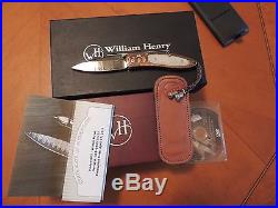 William Henry B05 Monarch Winter Hawk Folding Knife-DLC Damascus-Mokume-Ivory-CT