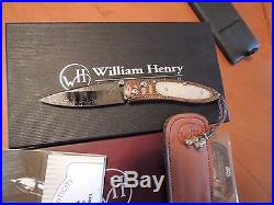 William Henry B05 Monarch Winter Hawk Folding Knife-DLC Damascus-Mokume-Ivory-CT