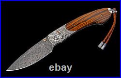William Henry B12 Majestic Carved Silver & Damascus Folding Knife