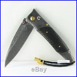William Henry B30 Midland Gentac Red Topaz Damascus Folding Knife New