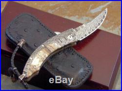 William Henry Persian Dmtw Woolly Mammoth Tooth Damascus Folding Pocket Knife