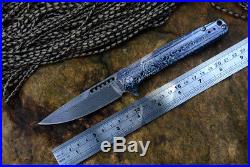 Y-START Folding Knife Limited Edition LK5015D Damascus Blade Titanium handle