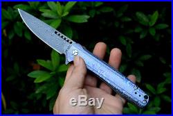 Y-START Folding Knife Limited Edition LK5015D Damascus Blade Titanium handle