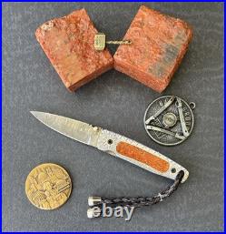 York Vivant Custom Handmade Folding knife Coral Stone Handle Art # CBIT-16
