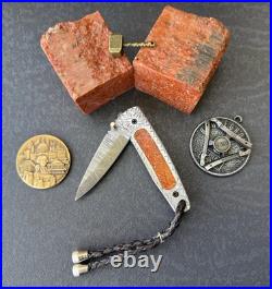 York Vivant Custom Handmade Folding knife Coral Stone Handle Art # CBIT-16