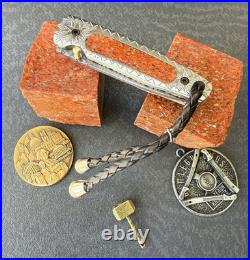 York Vivant Custom Handmade Folding knife Coral Stone Handle Art # CBIT-16