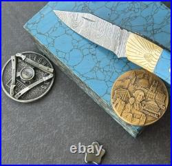 York Vivant Custom Handmade Folding knife Turquoise Stone Handle Art # CBIT-13