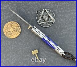 York Vivant Handmade Damascus Folding knife Lapis Lazuli Stone Handle # CBIT-23