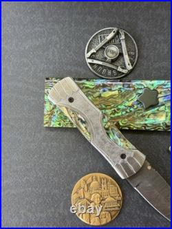 York vivant Custom handmade Damascus Steel Abalone Shell Folding Knife CBIT-14