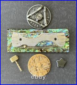 York vivant Custom handmade Damascus Steel Abalone Shell Folding Knife CBIT-14