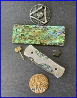 York vivant Custom handmade Damascus Steel Abalone Shell Folding Knife CBIT-14