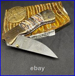 York vivant handmade Damascus Steel W M T pocket Knife CBIT-536